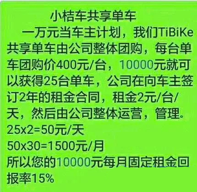 TiBiKe单车众筹骗局：钱没了，车没见，老板消失了